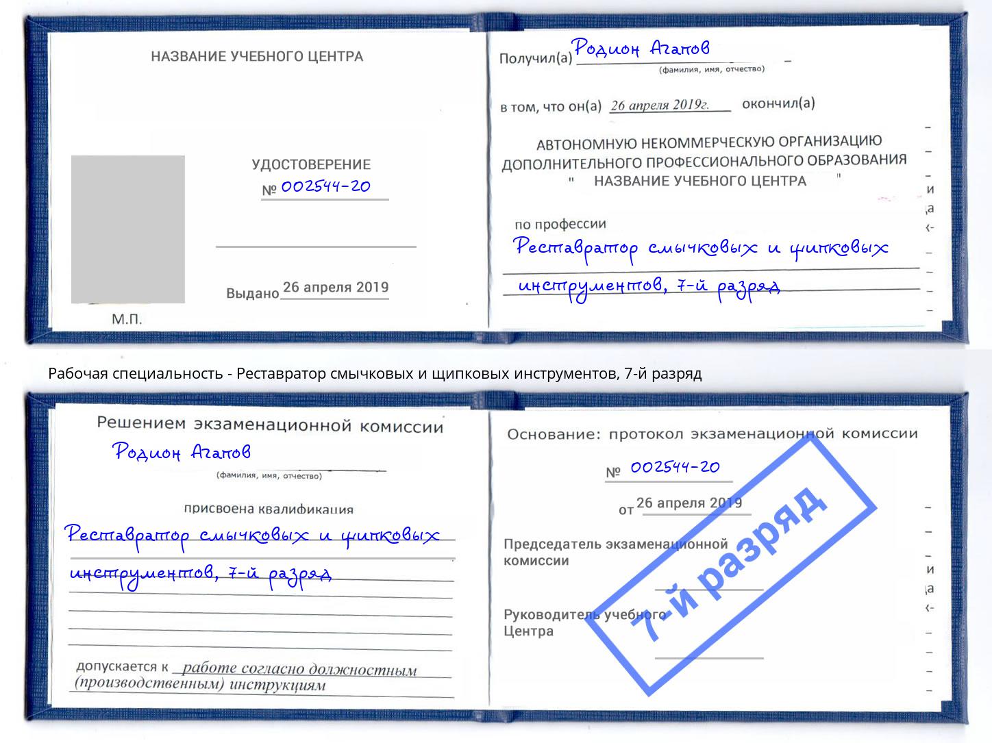 корочка 7-й разряд Реставратор смычковых и щипковых инструментов Лесосибирск