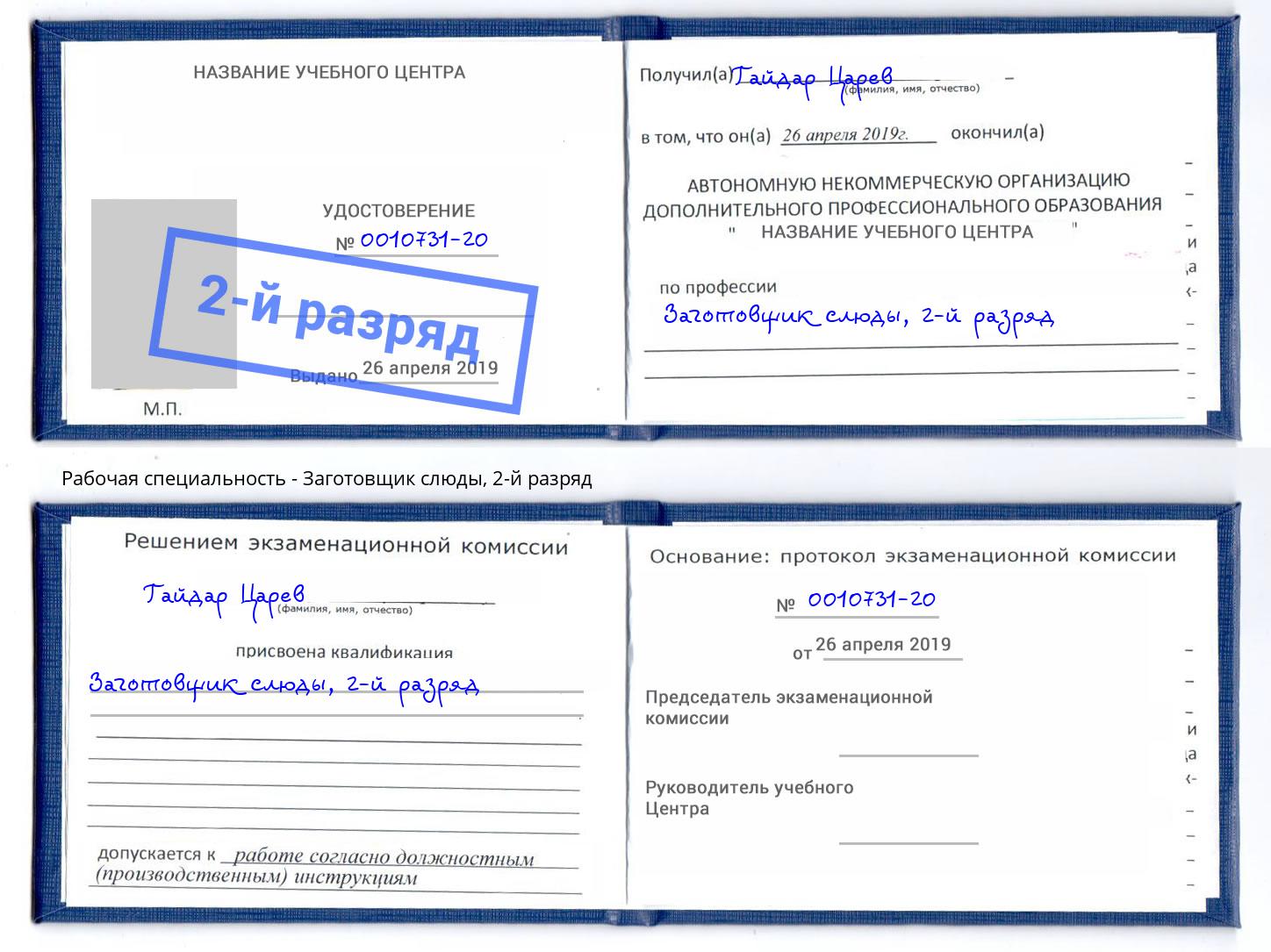 корочка 2-й разряд Заготовщик слюды Лесосибирск