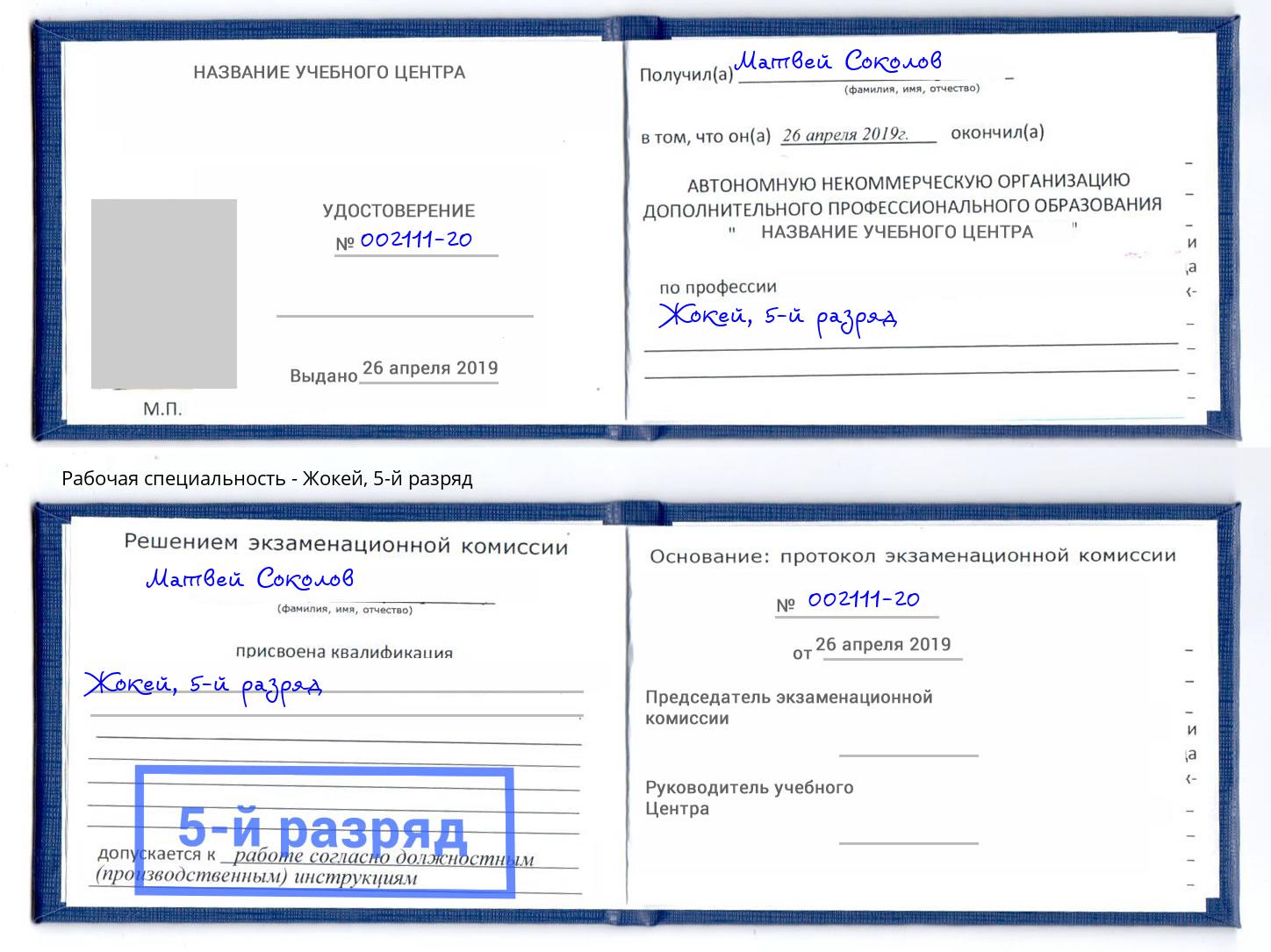 корочка 5-й разряд Жокей Лесосибирск