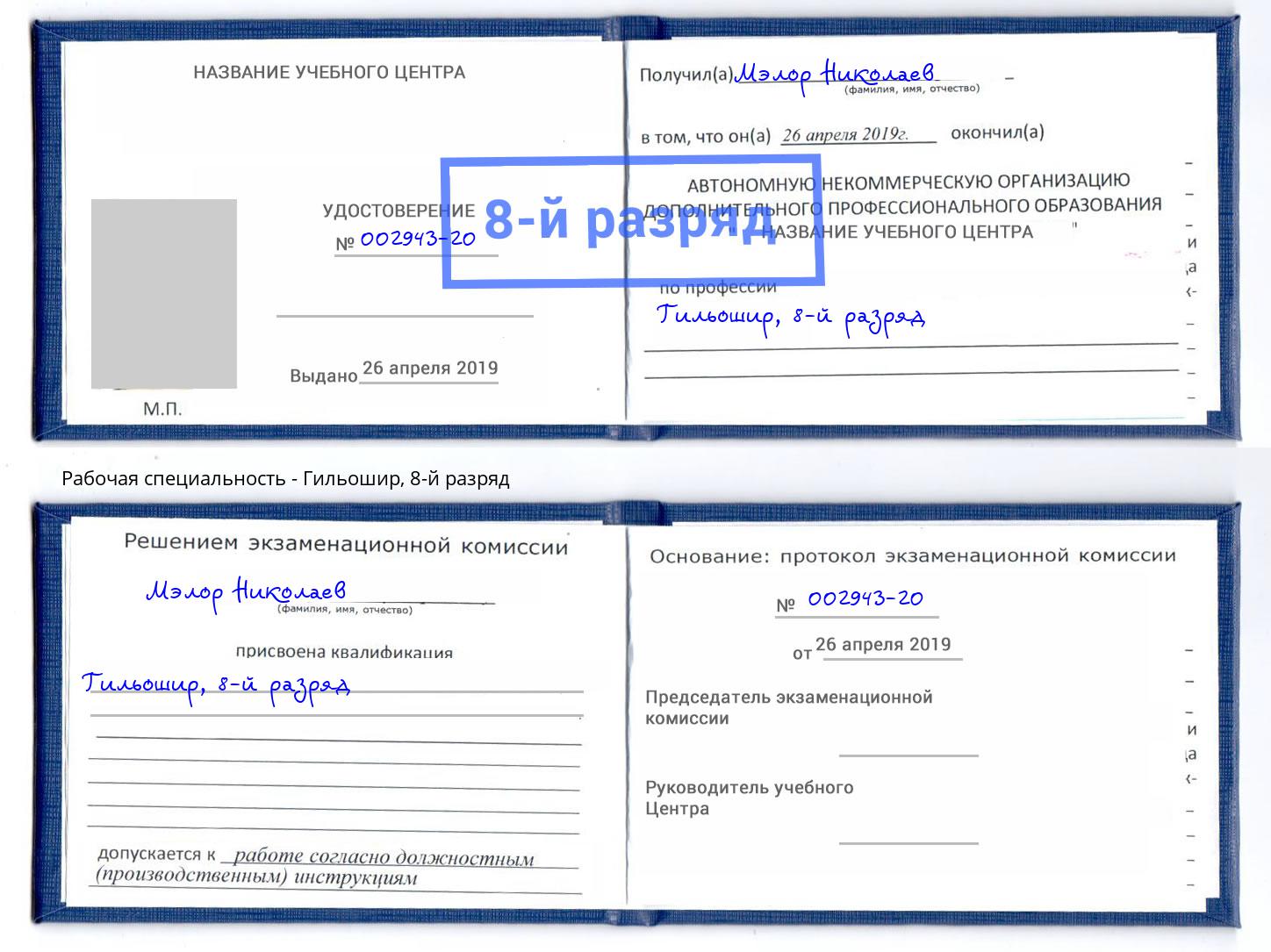 корочка 8-й разряд Гильошир Лесосибирск